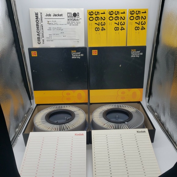 Kodak Other - 2 Genuine Vintage‎ Kodak Carousel Transvue 80 Slide Trays In Box w/ Slide sheets